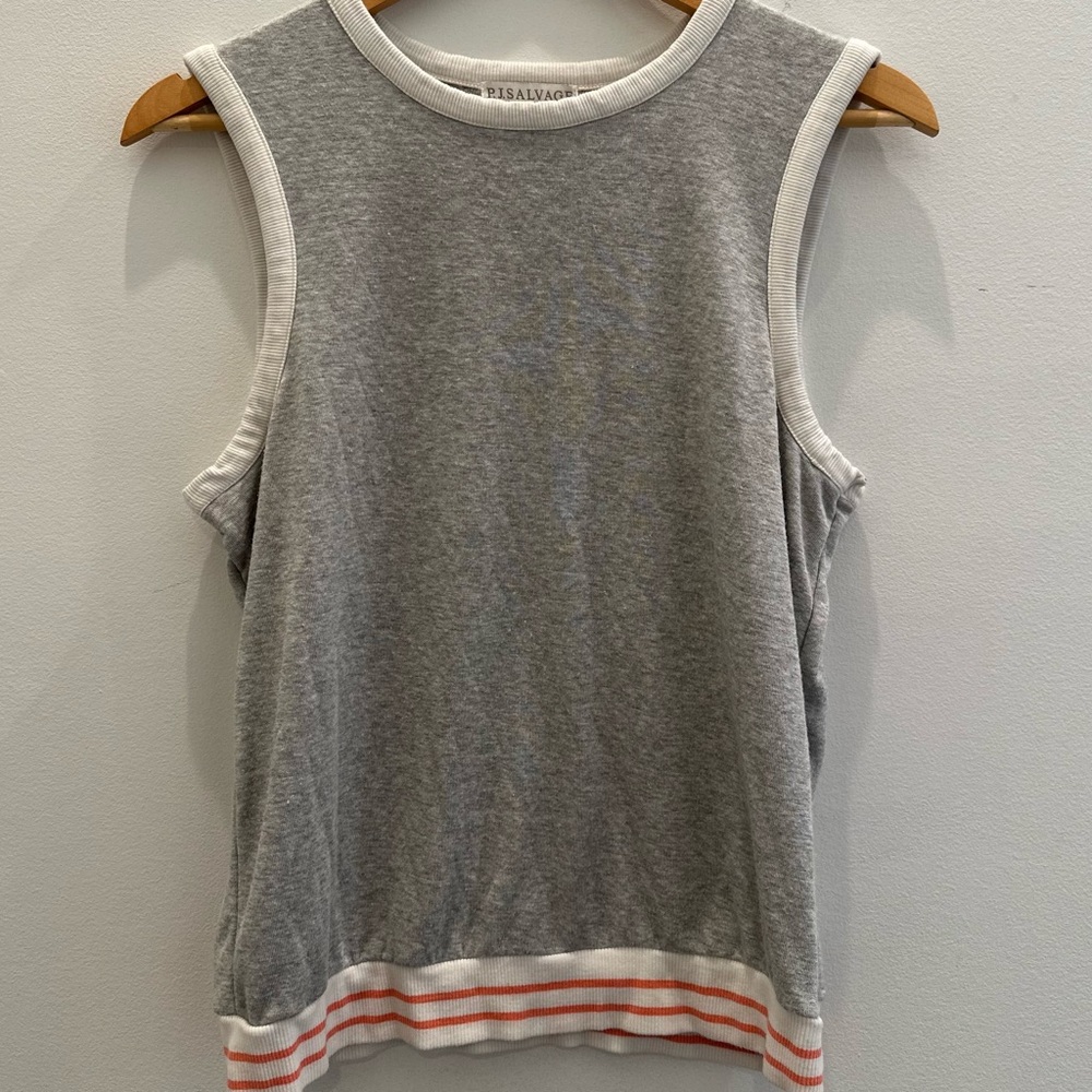 P.J. Salvage Gray Muscle Tee Sleeveless Crew Neck
